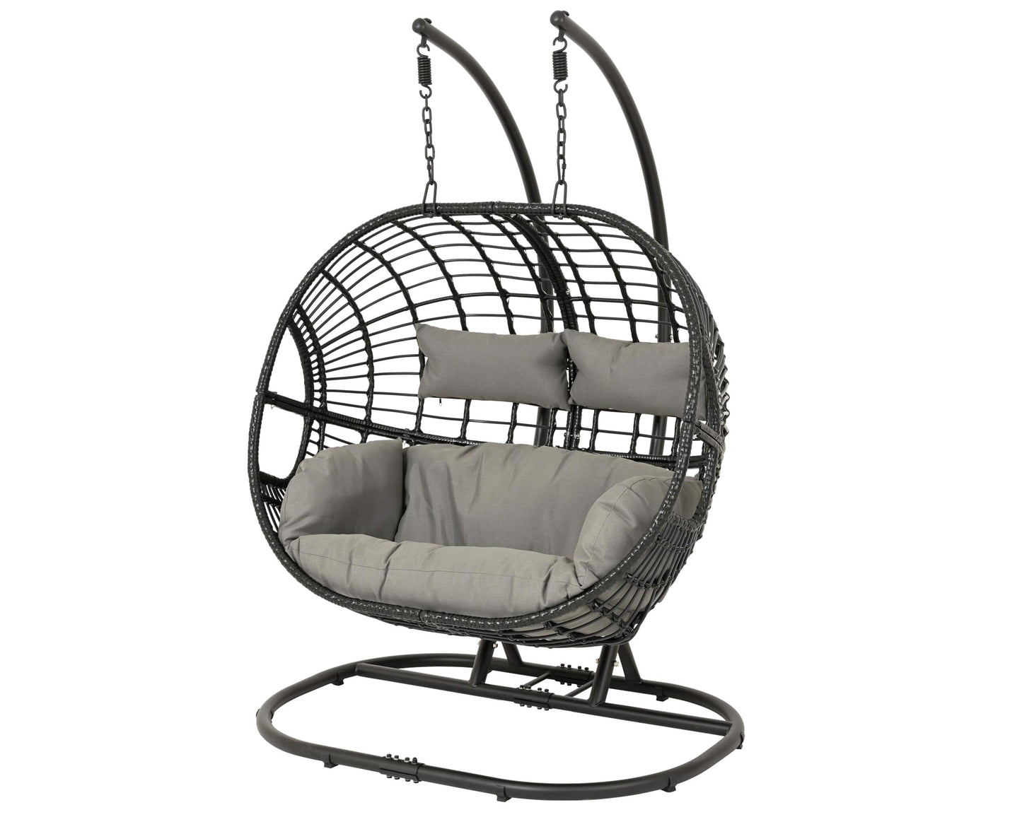 Black Vienna Rattan Hanging Hanging Double Egg Chair
