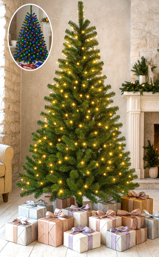 7FT. Colour Select Pre-Lit Christmas Tree with Colour Select LED Lights - 5056337105999