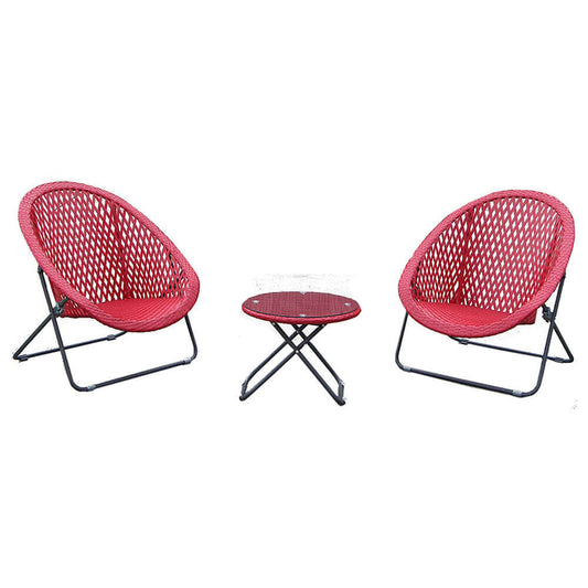 TOBS Originals Lounge Rattan Bistro Set - Colour : Chilli Red