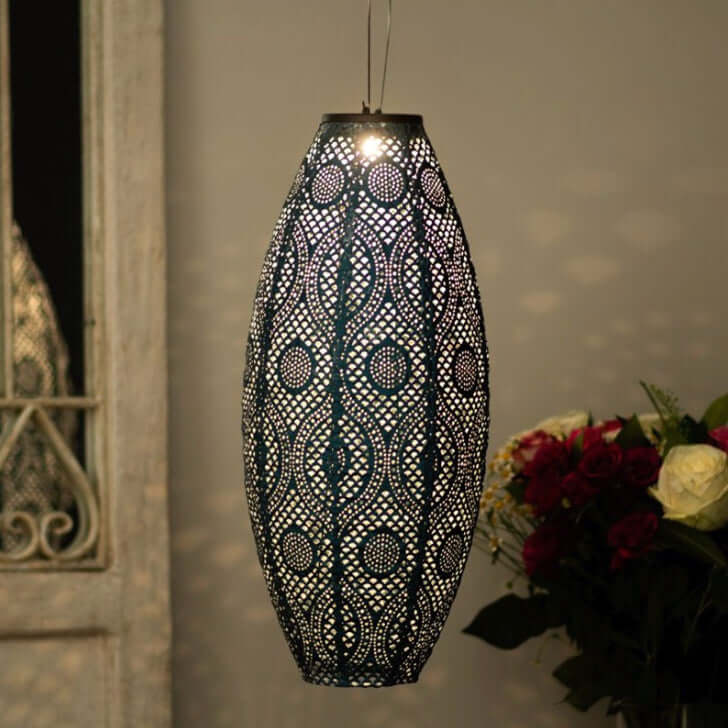 Solar Powered LED Large Garden Lantern Outdoor Light - Select Colours & Shapes