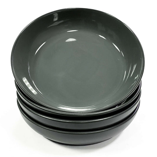 Amalfi Ceramic Pasta Bowl Dinnerware Set Dinner (Charcoal, 4 Piece Set)
