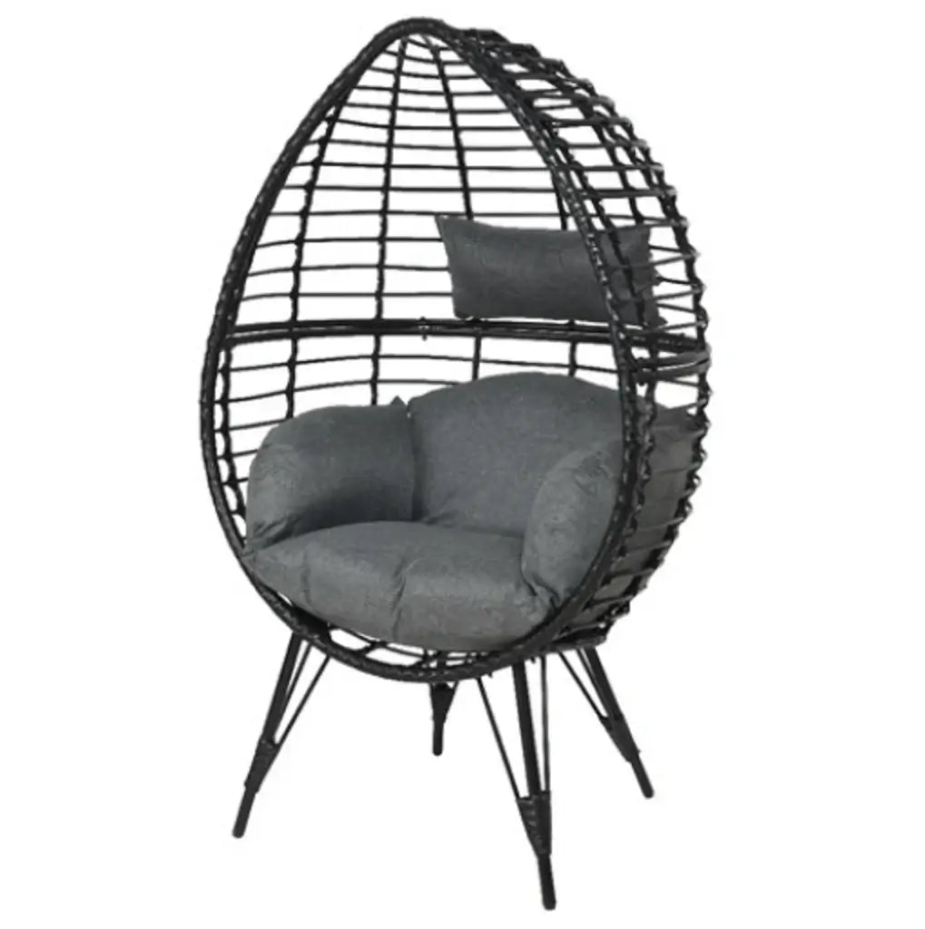 Copy of Dawsons Living Vienna Standing Egg Chair with Legs - Outdoor and Indoor Rattan Weave Garden Furniture Chair - Black