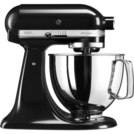 KitchenAid ™ Artisan Mixer 4.8L Onyx Black - Includes Wire Whisk, Dough Hook and Flat Beater (5KSM125BOB)