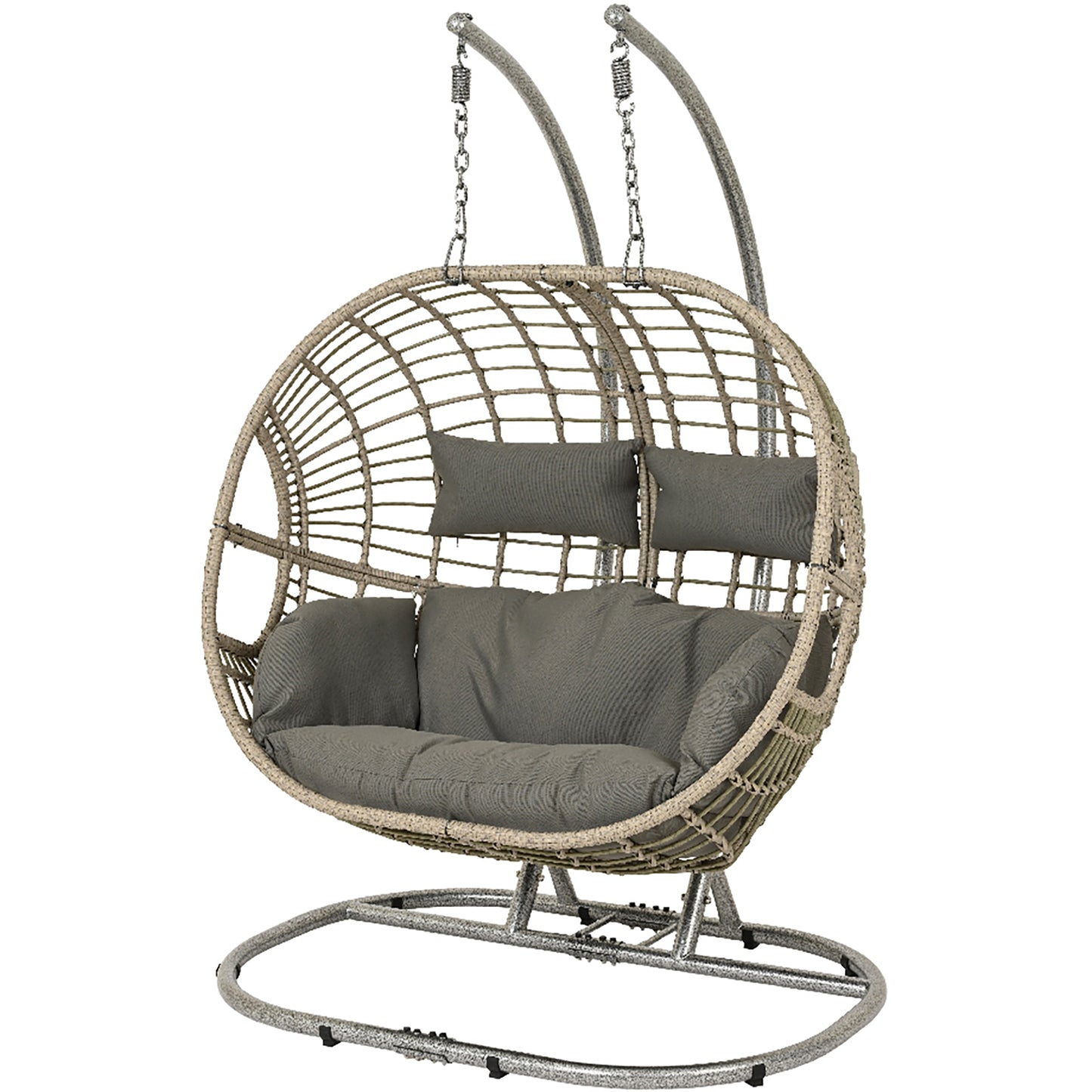 Vienna Hanging Double Rattan Egg Swing Chair Hammock - Colour: Grey