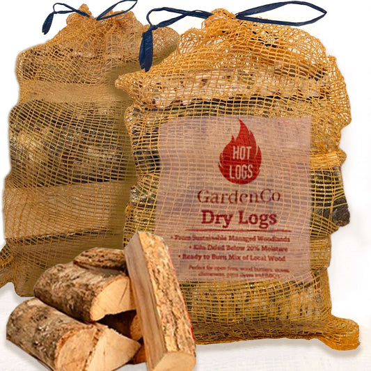2x Large Bags of Kiln Dried Fire Logs, 18kg, For Wood Burners, Stoves & Fireplaces, Hot Burning Sustainably Sourced Logs.