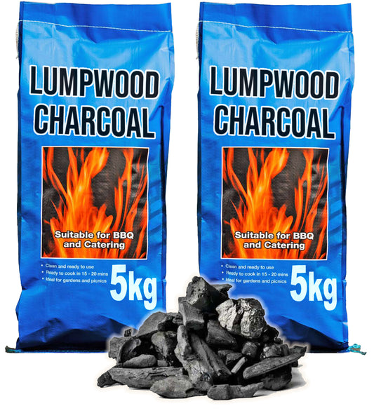 product image 2x 5kg Bags (10kg total) Premium Lumpwood BBQ Charcoal, 2 x Bags of Hotter Burning Coal Barbecue smoking Lump wood