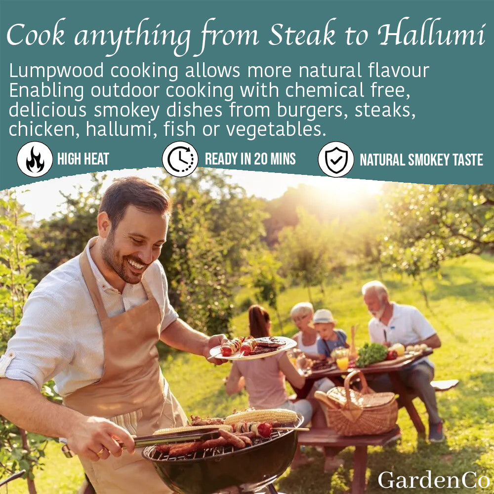 product image 2x 5kg Bags (10kg total) Premium Lumpwood BBQ Charcoal, 2 x Bags of Hotter Burning Coal Barbecue smoking Lump wood