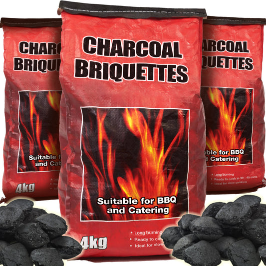 3x 4kg Bags (12kg total) Premium BBQ Charcoal Briquettes