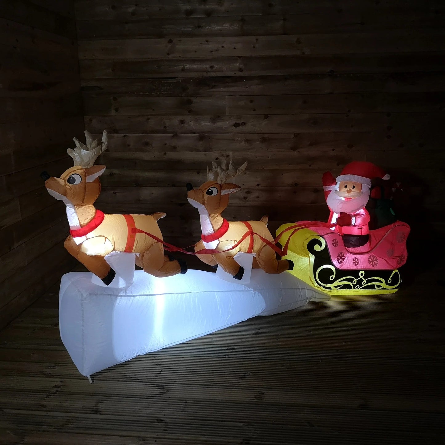 Inflatable Santa & Sleigh 2.4M Christmas Large Outdoor/Indoor Father Xmas Decoration LED Light-up Garden/Roof Decoration
