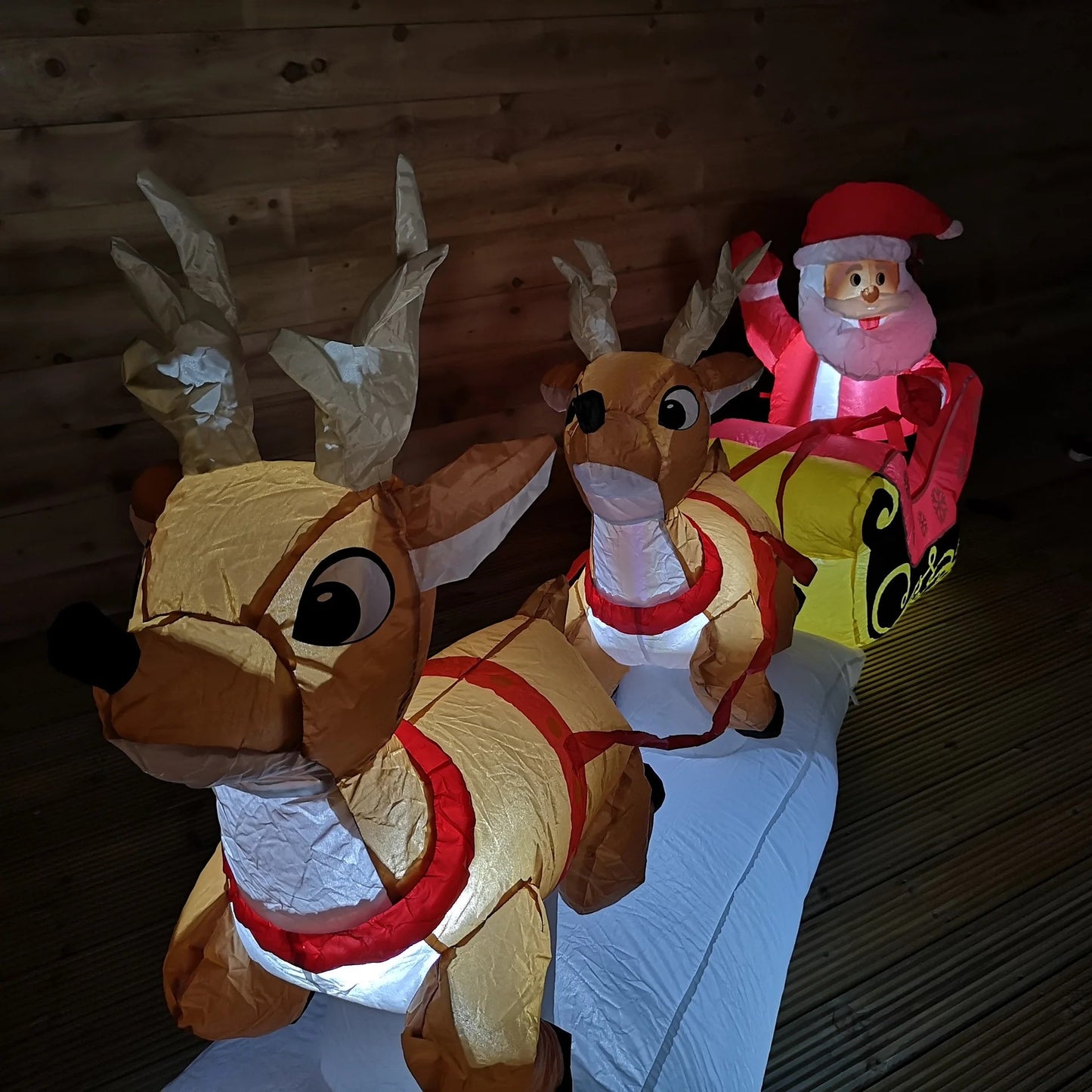 Inflatable Santa & Sleigh 2.4M Christmas Large Outdoor/Indoor Father Xmas Decoration LED Light-up Garden/Roof Decoration