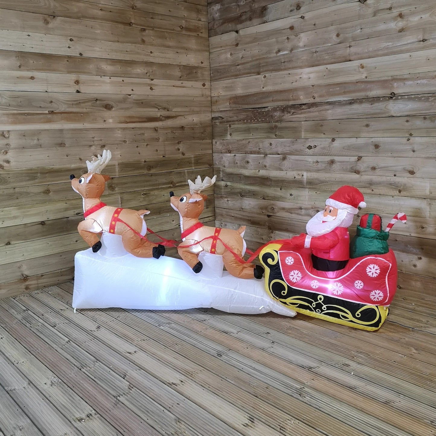 Inflatable Santa & Sleigh 2.4M Christmas Large Outdoor/Indoor Father Xmas Decoration LED Light-up Garden/Roof Decoration