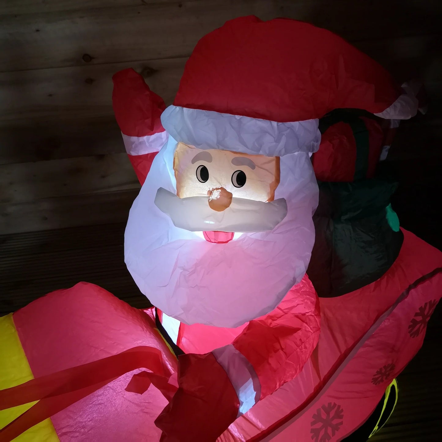 Inflatable Santa & Sleigh 2.4M Christmas Large Outdoor/Indoor Father Xmas Decoration LED Light-up Garden/Roof Decoration