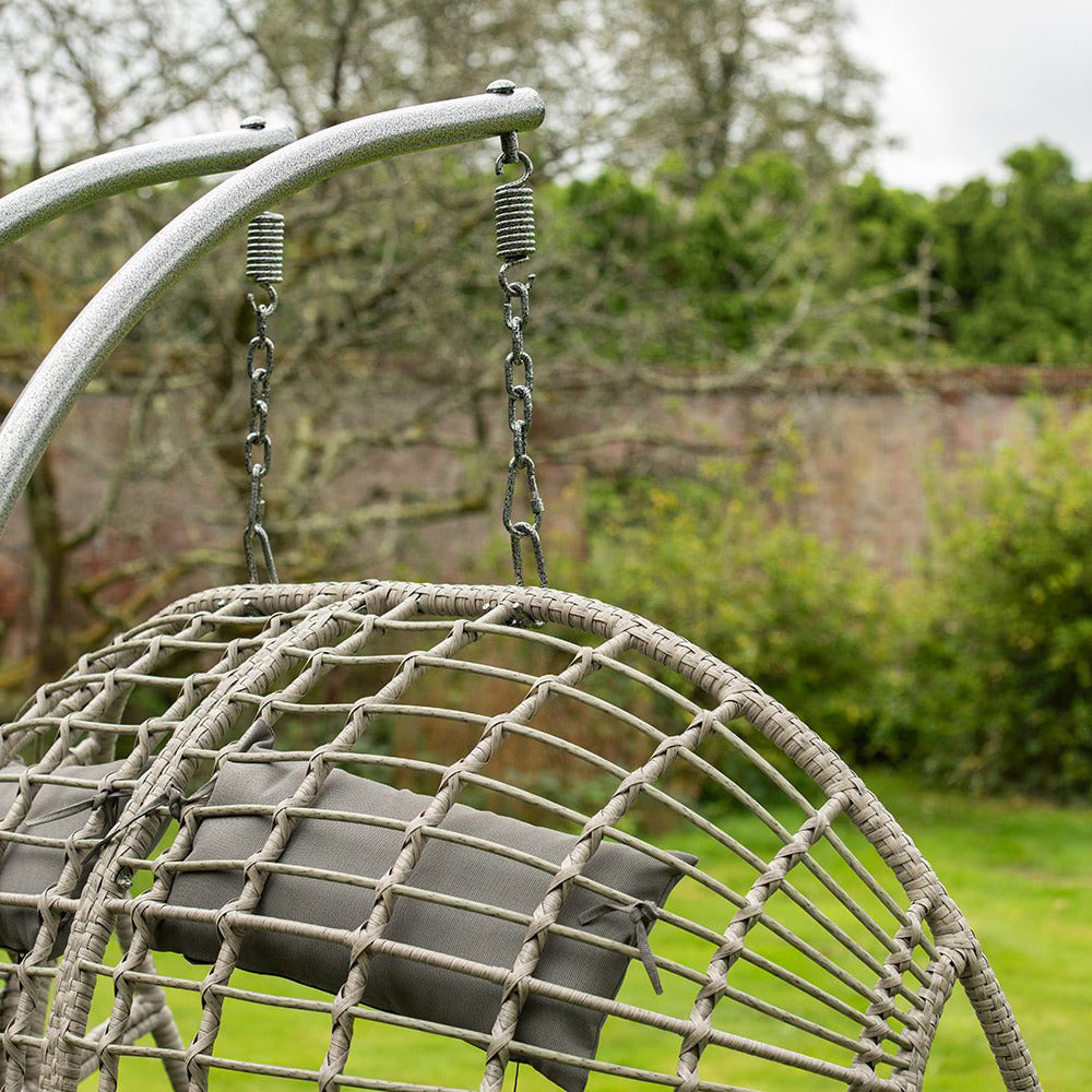 Vienna Hanging Double Rattan Egg Swing Chair Hammock - Colour: Grey