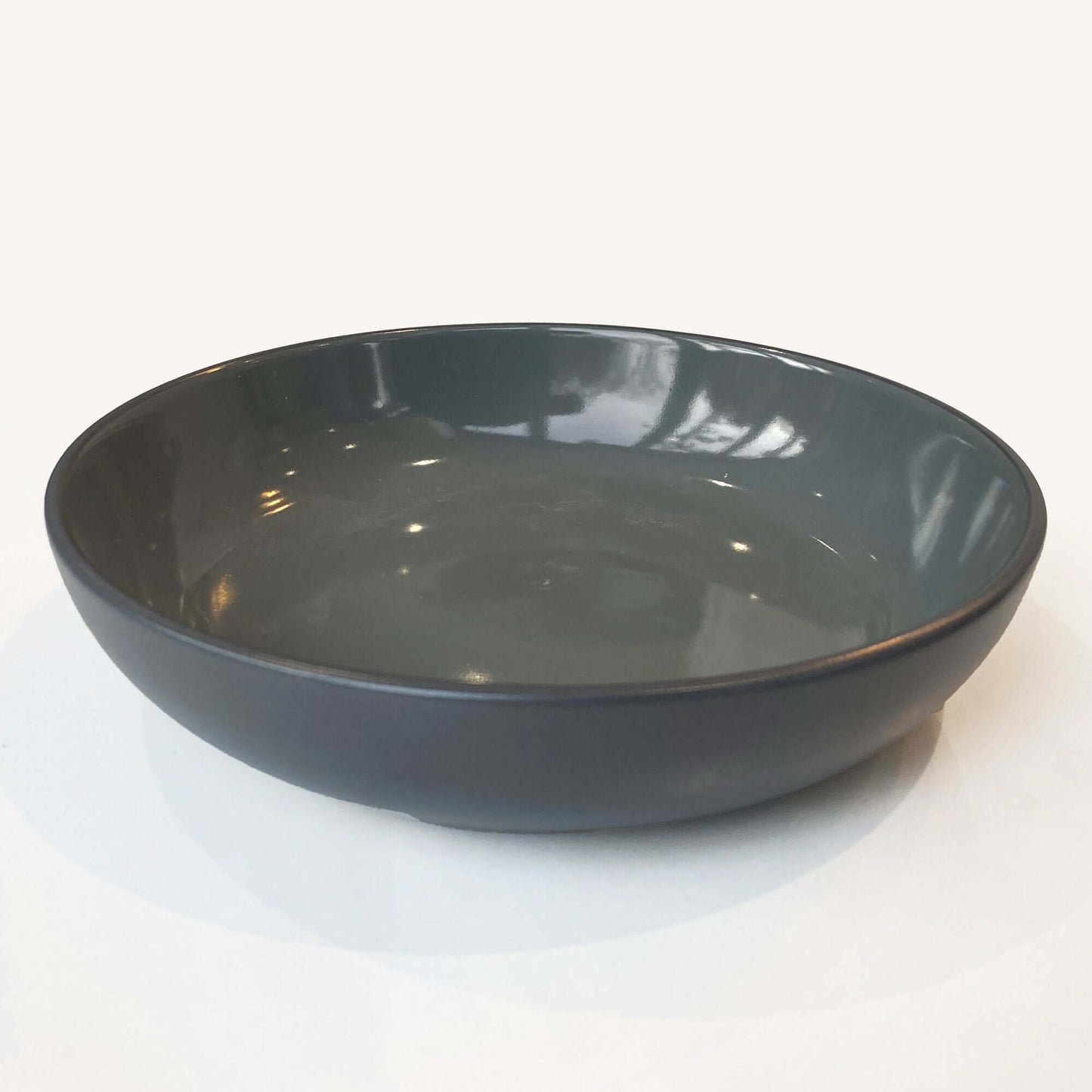 Amalfi Ceramic Pasta Bowl Dinnerware Set Dinner (Charcoal, 4 Piece Set)