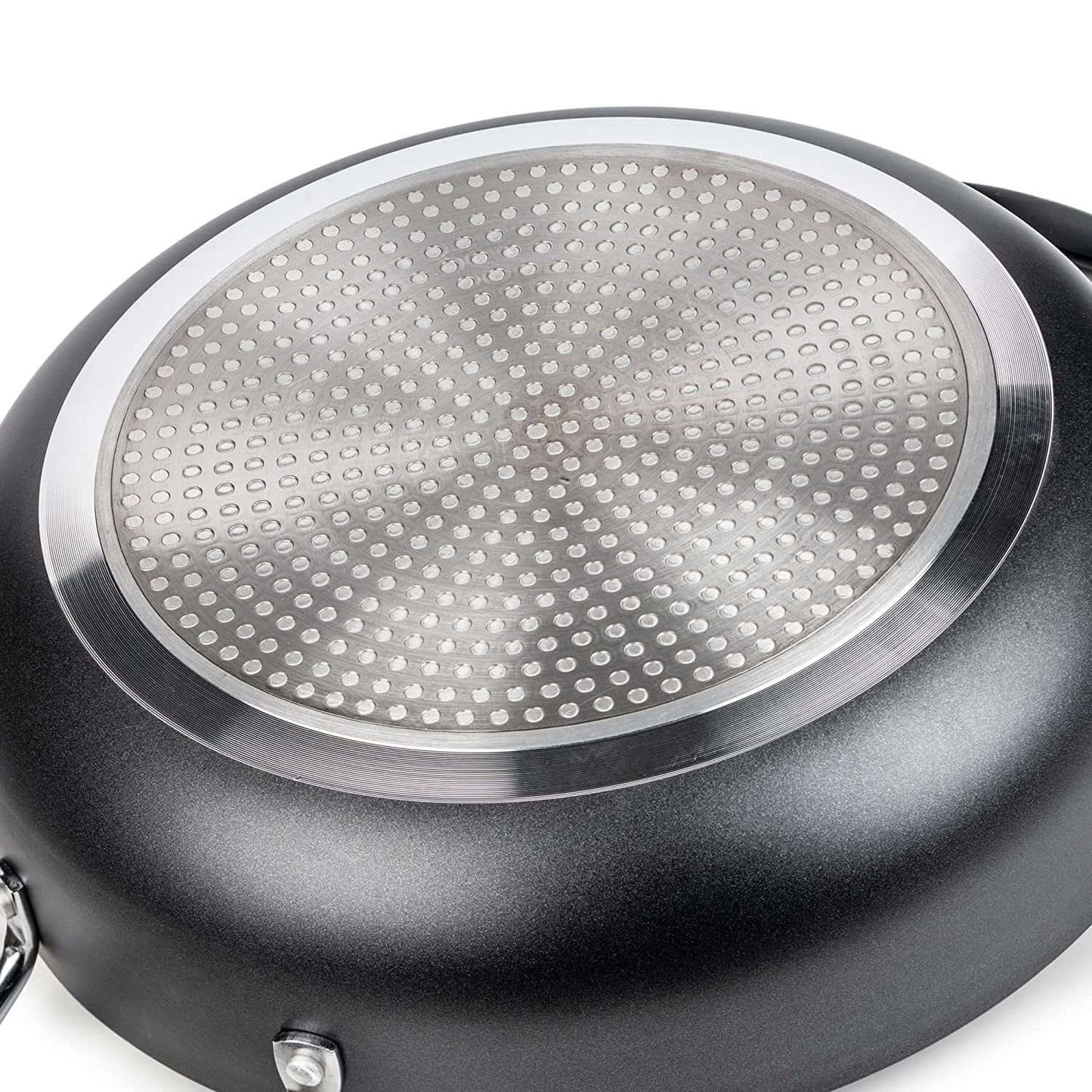 24cm or 28 cm (8" or 11") Grey Non Stick Aluminium Shallow Casserole, Sauté Pan with Lid 4.25L