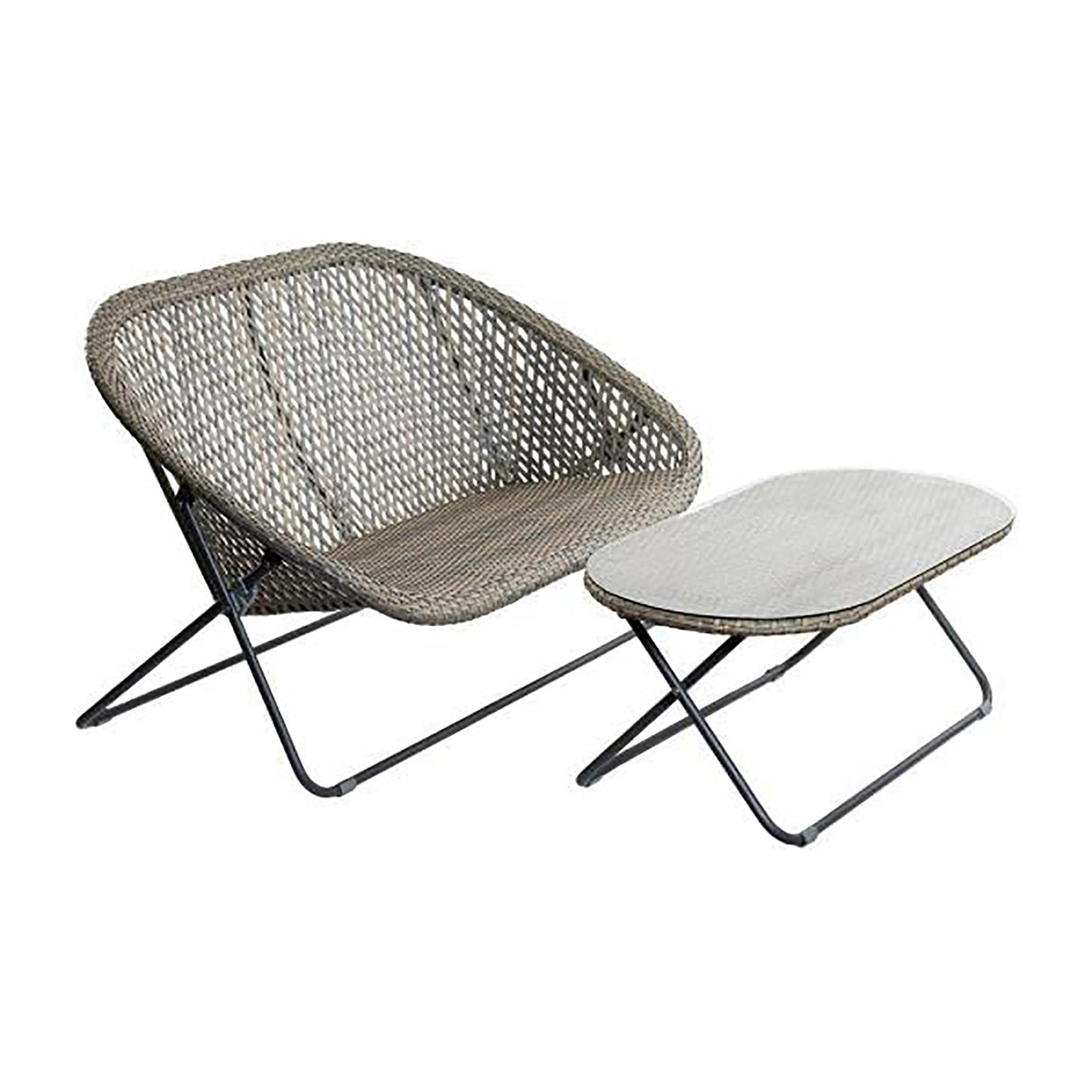 Faux Rattan Sofa 2 Seat Set - Colour: Clay