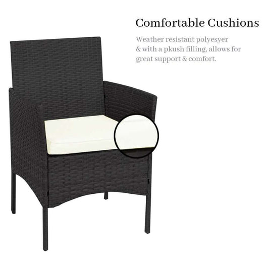 Black 2 Seat Rattan Bistro Set & Low Drinks Table