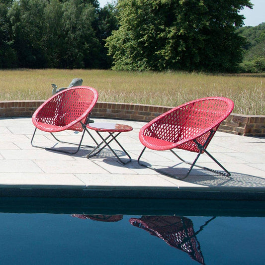 Dawsons Living Faux Rattan Bistro Set - Colour : Chilli Red