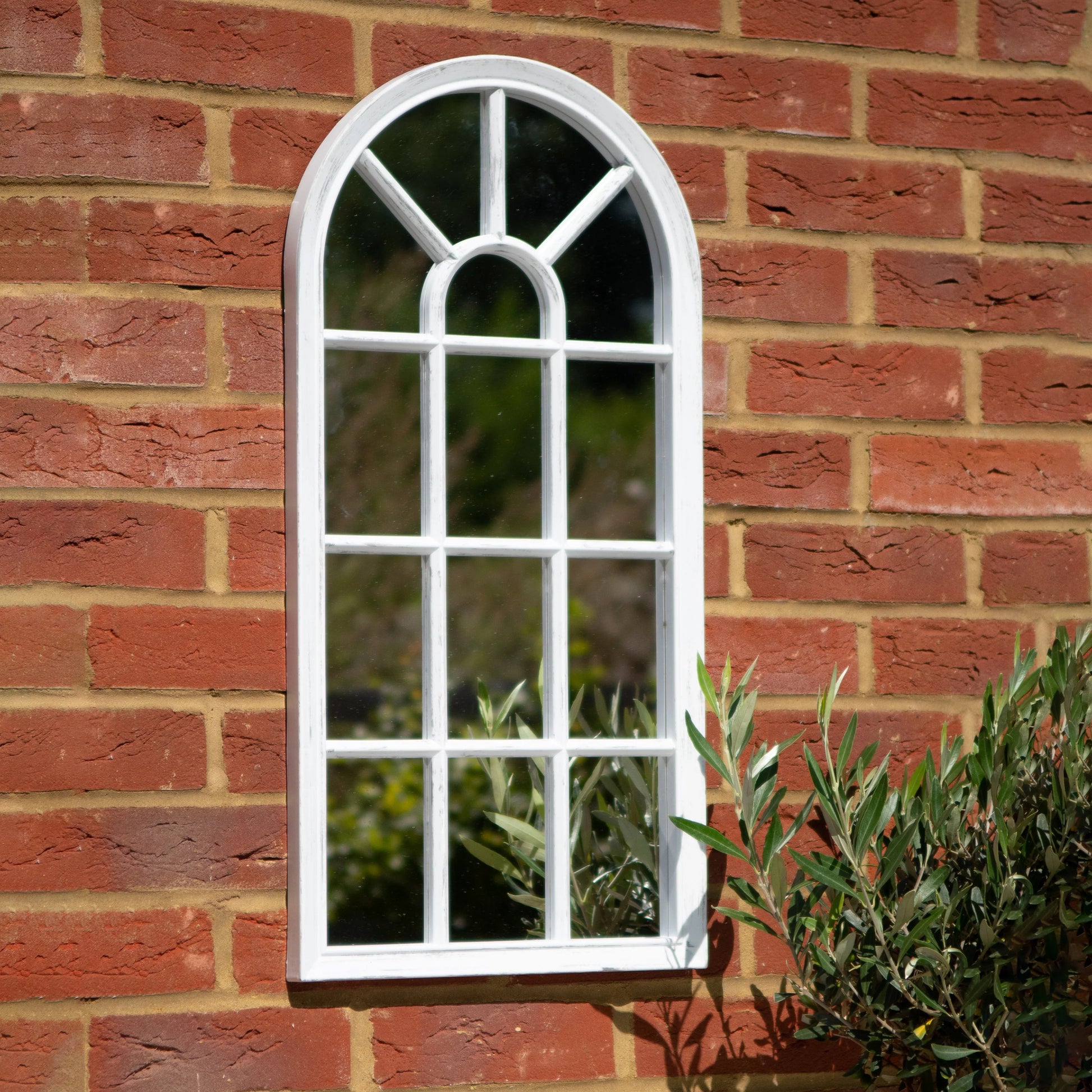 Large Arched Garden Wall Mirror - Modena White