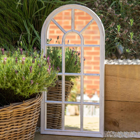 Large Arched Garden Wall Mirror - Modena White