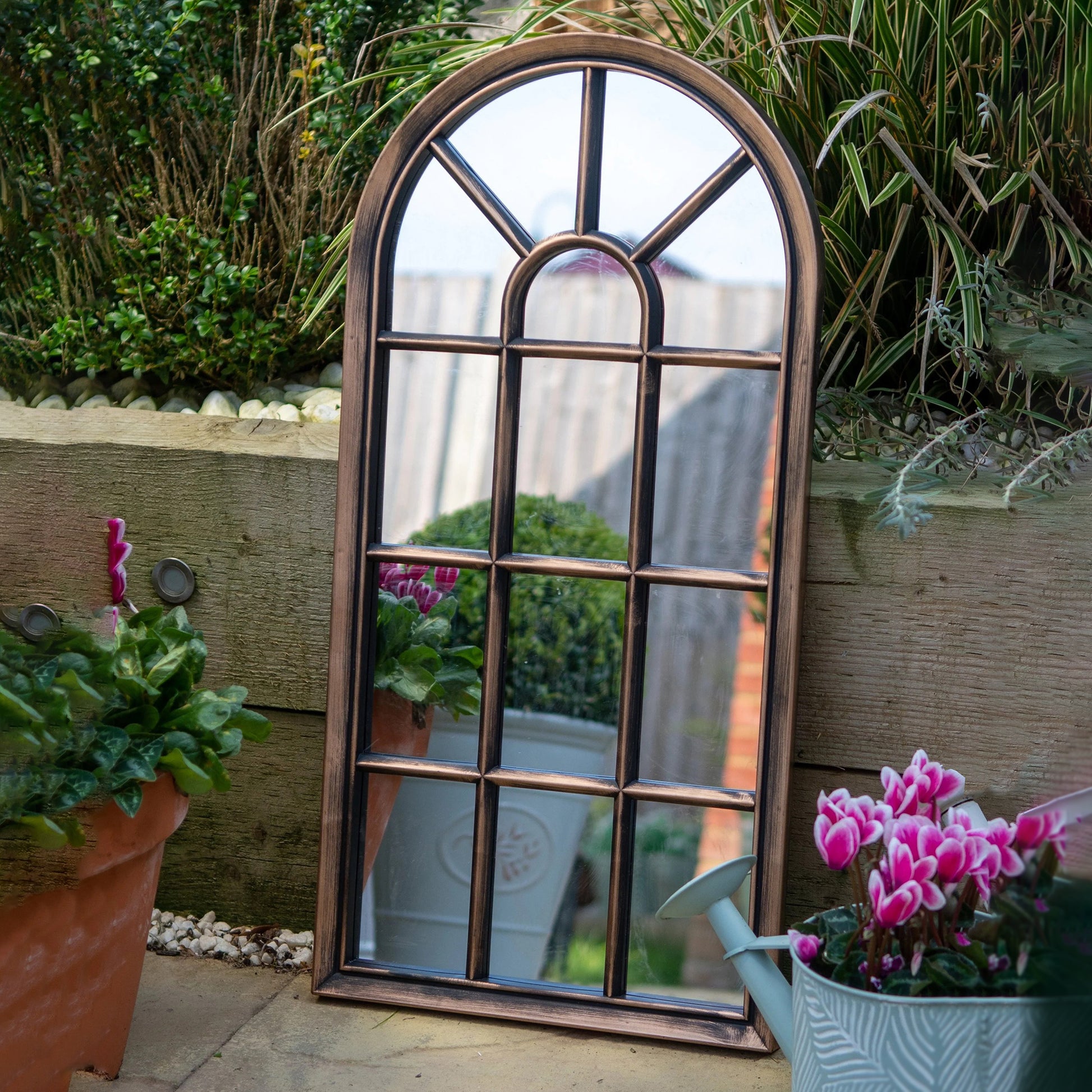 Large Arched Garden Wall Mirror - Modena Copper
