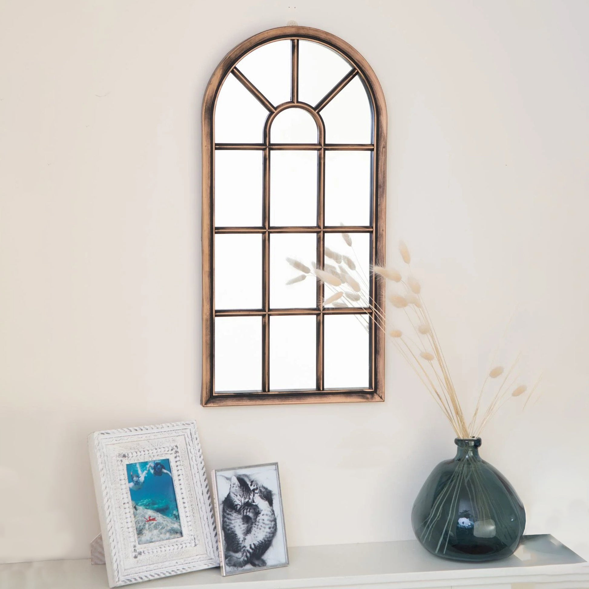 Large Arched Garden Wall Mirror - Modena Copper