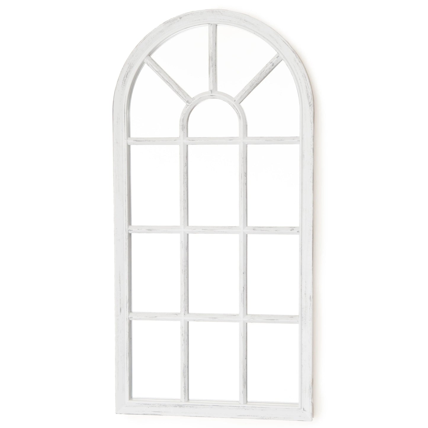 Large Arched Garden Wall Mirror - Modena White