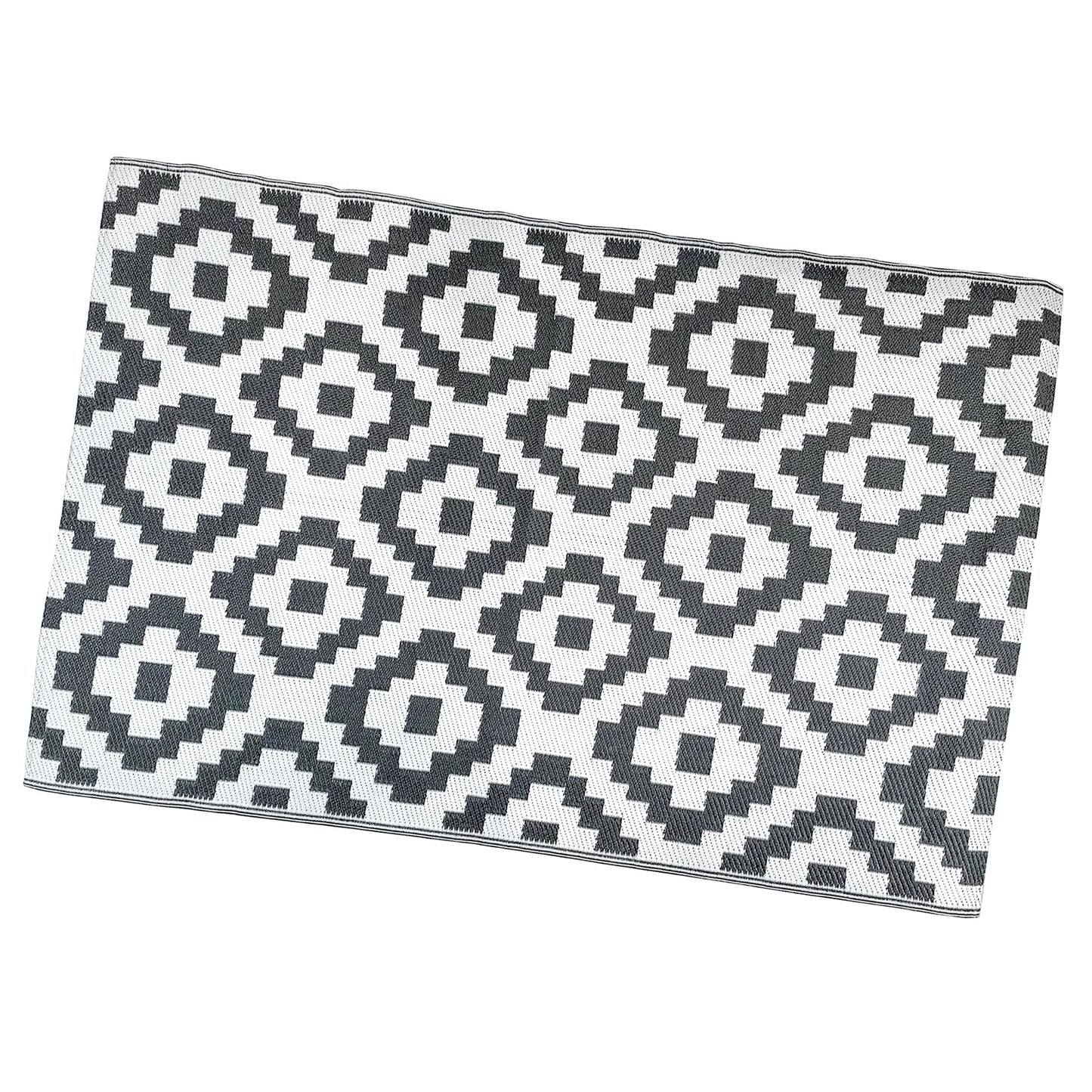 Garden Rug or Mat with Black or Grey Diamond Effect.
