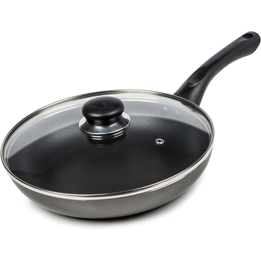 Premier Cookware Frying Non Stick Fry Pan with Glass Lid - Induction Suitable Saute Pan - 24cm