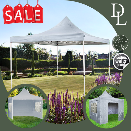 Grey Deluxe Quality Gazebo 3m with Sides