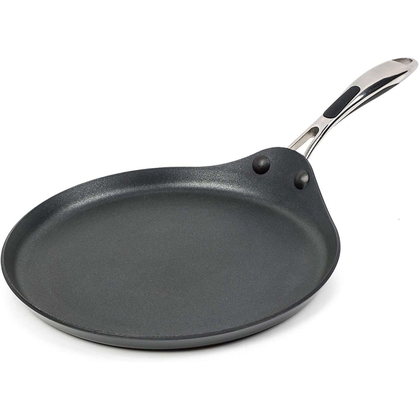 24cm Grey Stainless Steel Pancake Pan - Guaranteed Non-Stick Crepe Pan – Induction Suitable