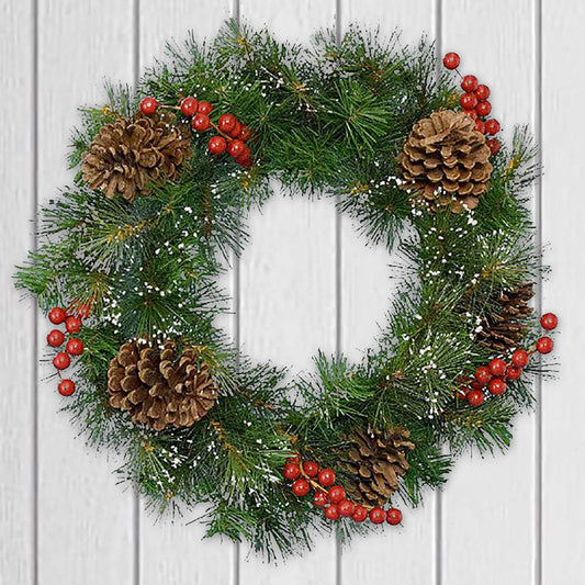 50cm Luxury Traditional Decorative Christmas Door Wreath with Berries & Pine Cones