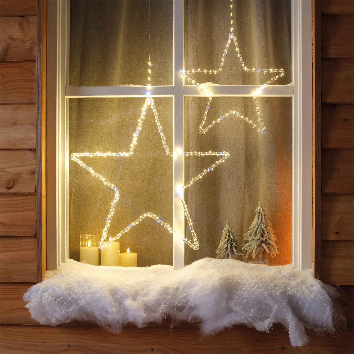 Dawsons Living Christmas Star Window/Wall Decoration with LED Lights - Cool White, Warm White and Multi-Coloured - Indoor and Outdoor