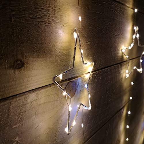 Christmas Star String Curtain Lights Window Decoration with 312 LEDs - Warm White Indoor Premier 1.3 x 1.2m Static or Flashing