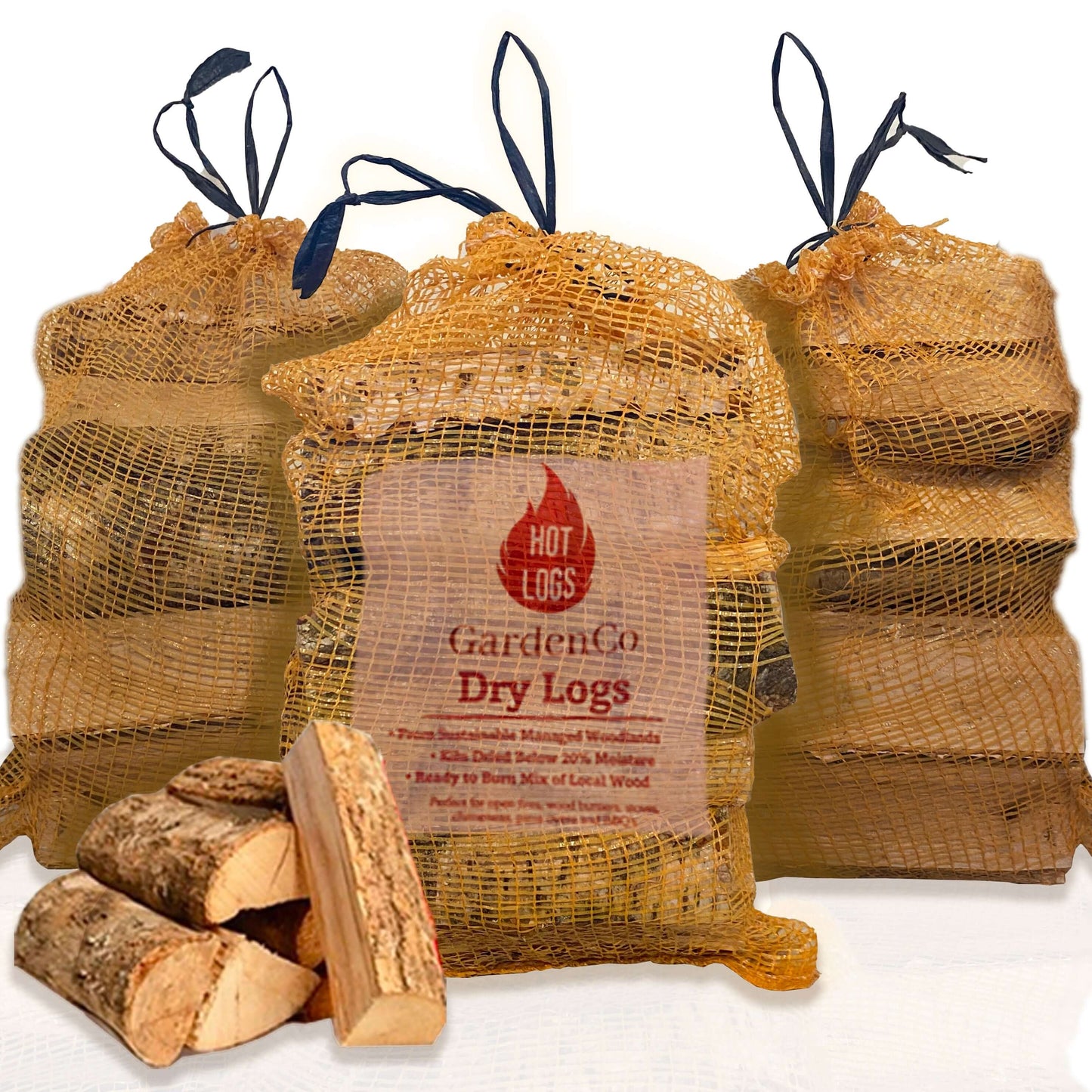 3x Large Bags Kiln Dried Fire Logs, (approximately 27kg), For Wood Burners, Stoves & Fireplaces, Hot Burning Sustainably Sourced Logs.