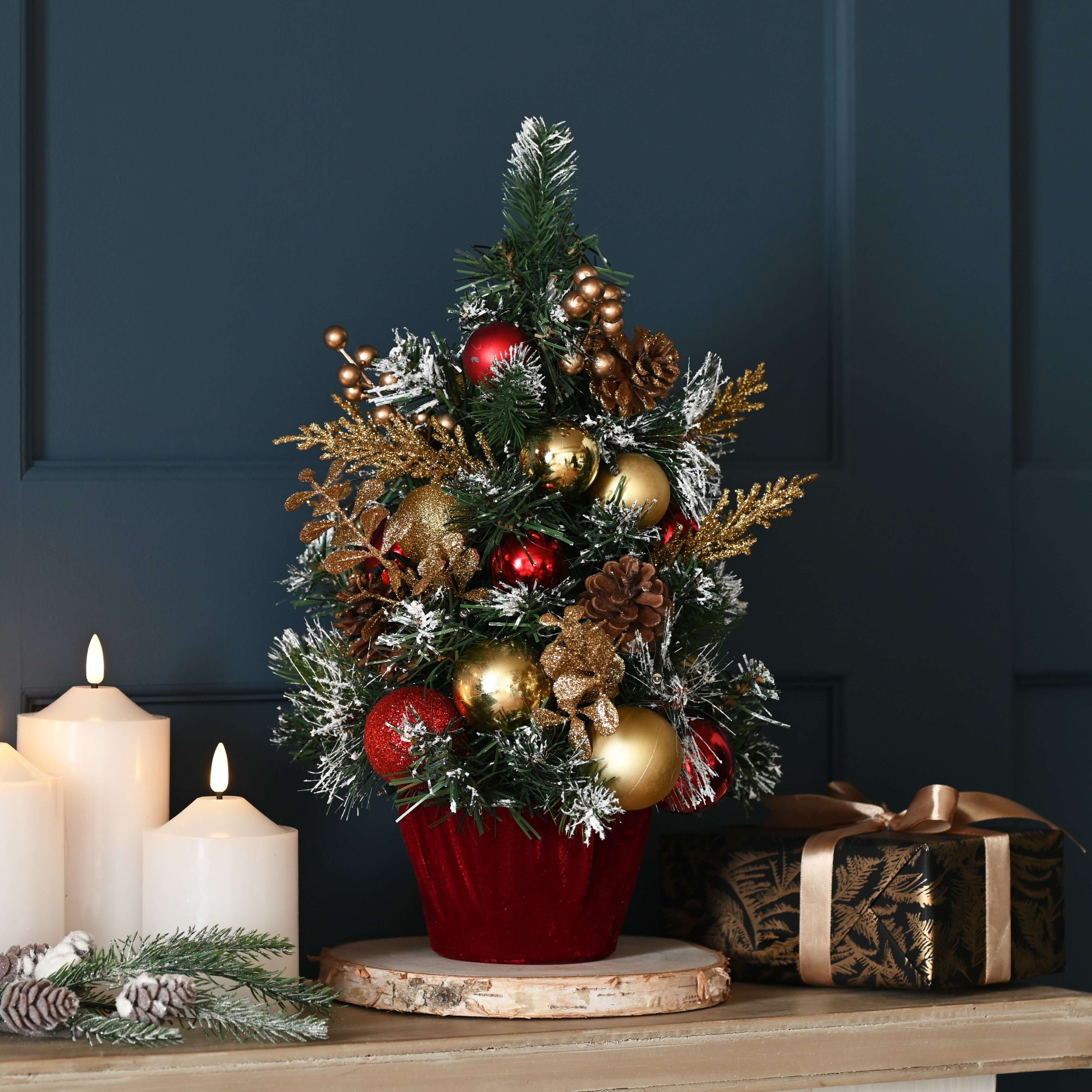 Red artificial christmas clearance tree