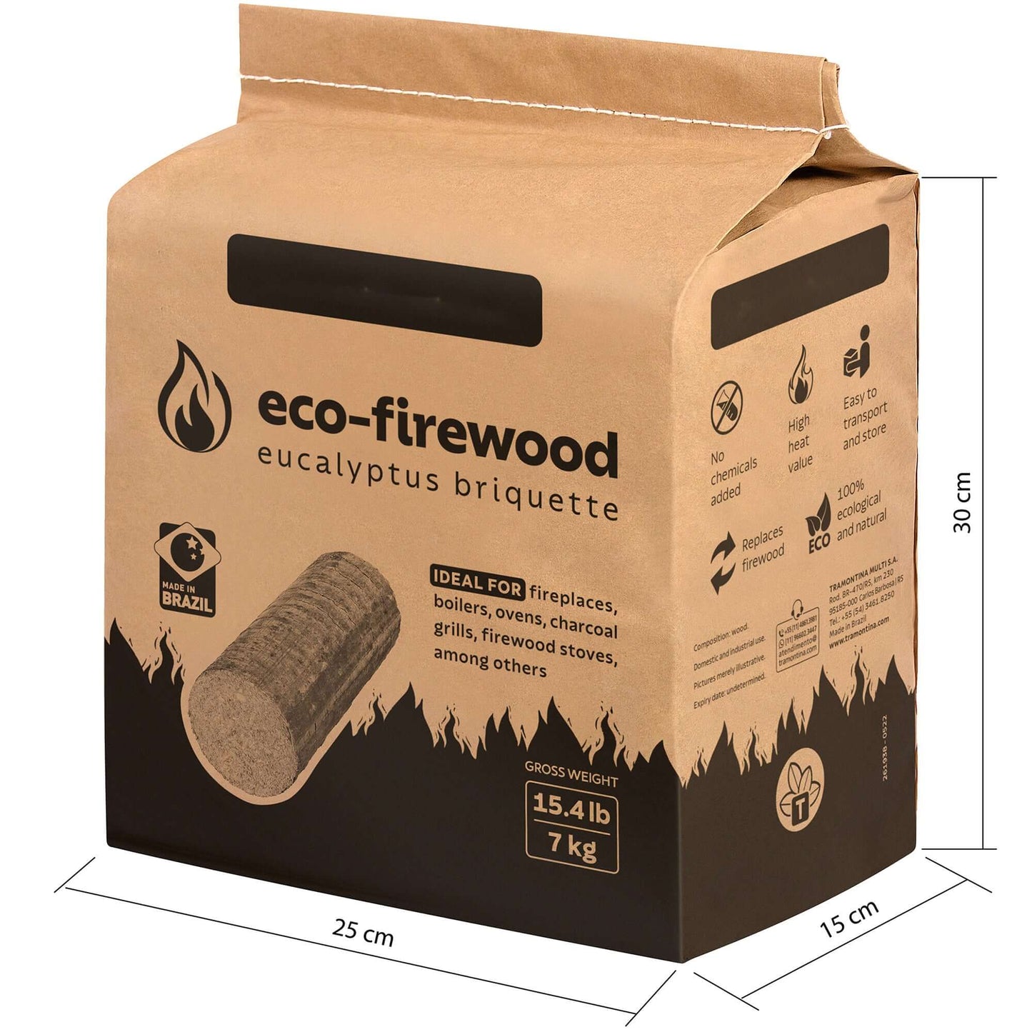 2x 7kg Eco Firewood Eucalyptus Hot Burning Briquettes for Open fires, charcoal & kiln dried log eco-alternative. (2 Pack)