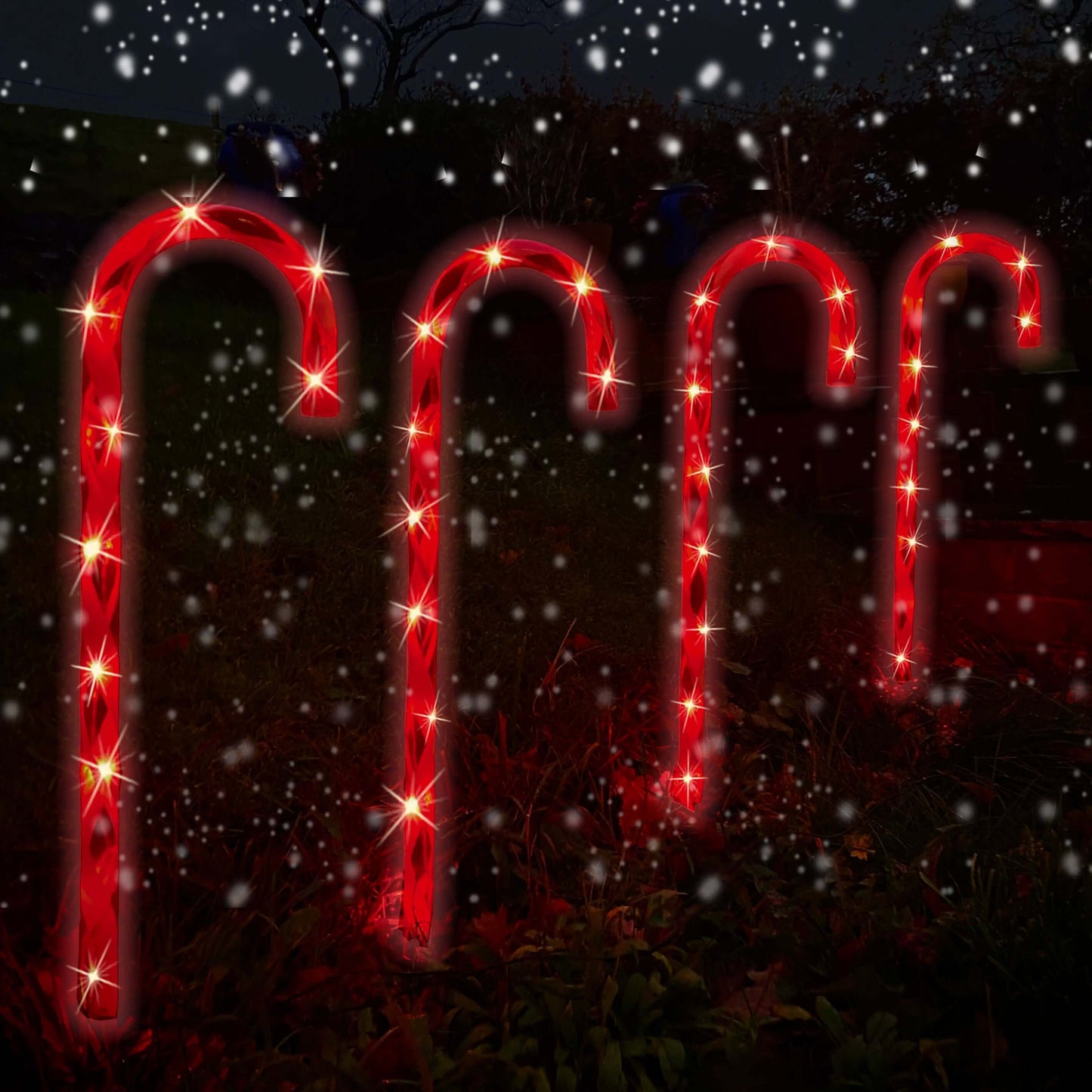 Christmas Four Piece 73cm Candy Cane Pathway Lights with 40 LED's - Red or Multi-Coloured.