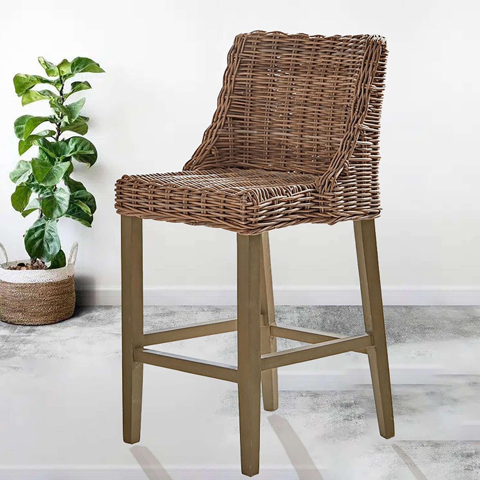 Wicker Bar Chair Repair Cox Flat Rattan Counter Stool Oak Counter