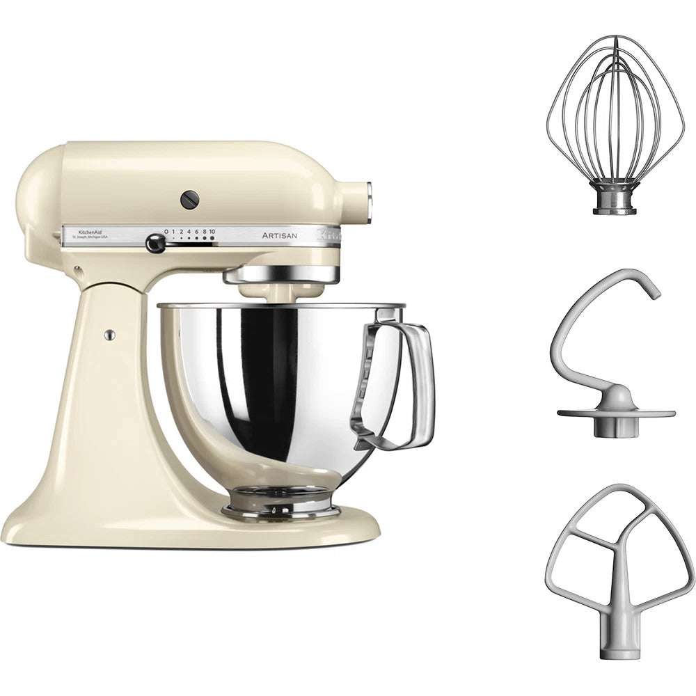 KitchenAid ™ Artisan Mixer 4.8L Almond Cream - Includes Wire Whisk, Dough Hook and Flat Beater (5KSM125BAC)