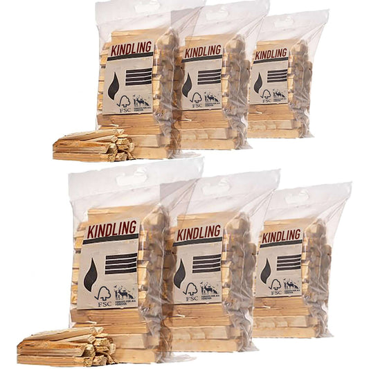 6x (2.5kg) Bags of Kindling, 15kg, for Stoves & Fireplaces, Firelighter Twigs