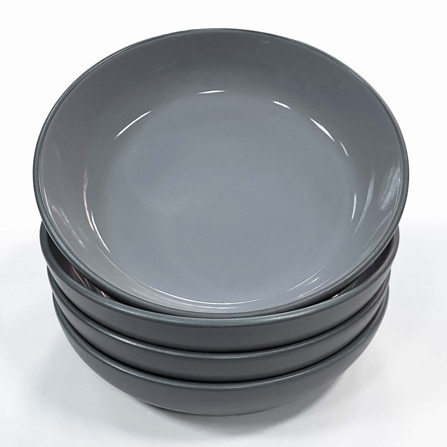 Amalfi Ceramic Pasta Bowl Dinnerware Set Dinner (Grey, 4 Piece Set)