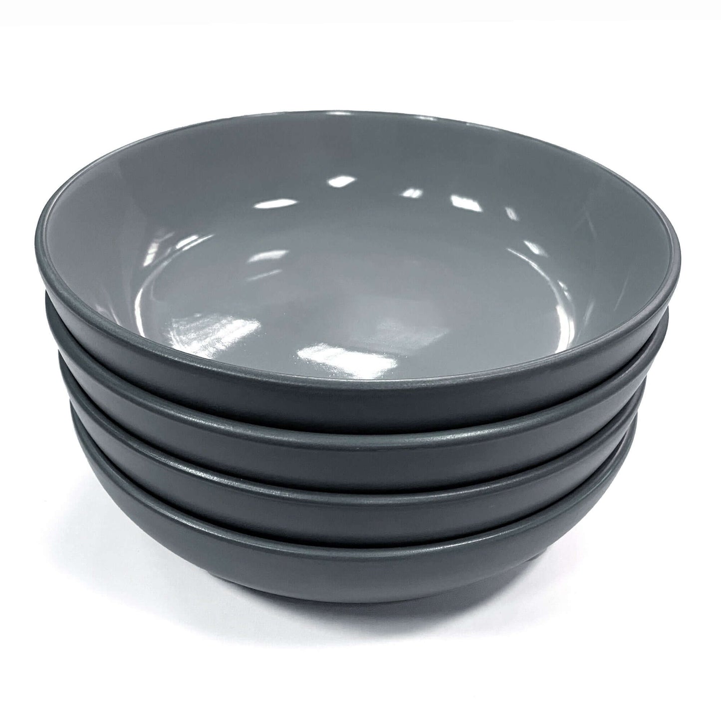 Amalfi Ceramic Pasta Bowl Dinnerware Set Dinner (Grey, 4 Piece Set)