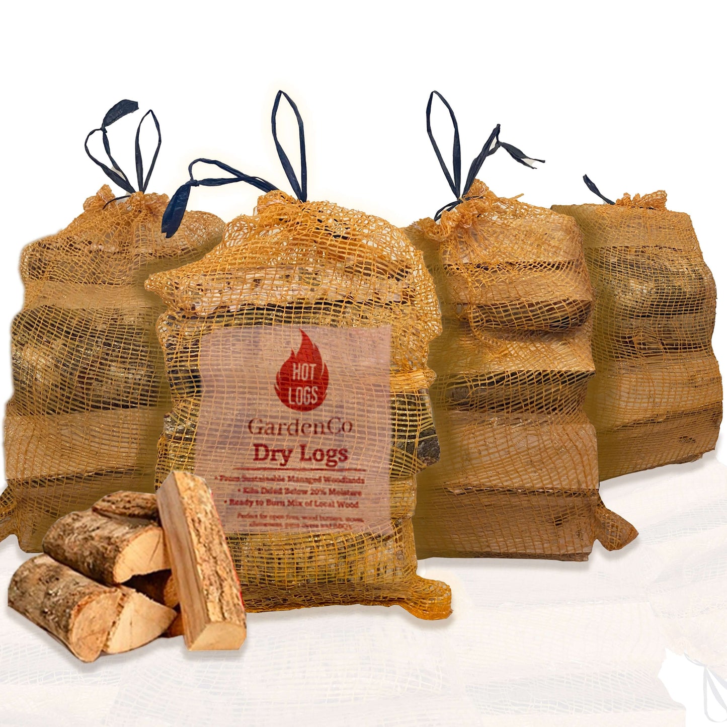 4x Large Nets Kiln Dried Fire Logs, (approx 36kg), For Wood Burners, Stoves & Fireplaces, Hot Burning Sustainably Sourced Logs.