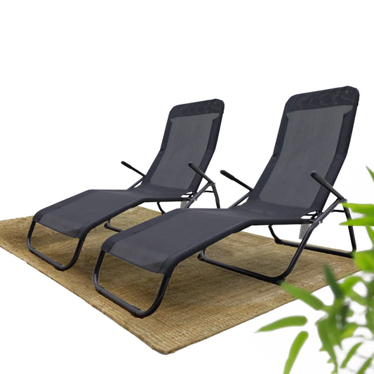 Set of 2 Adjustable Siesta Textilene Sun Lounger Chairs