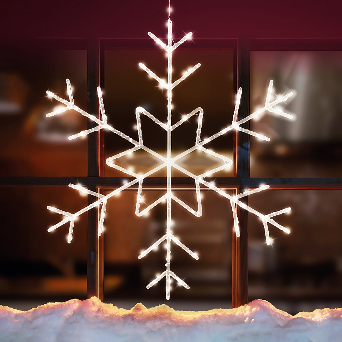 Dawsons Living Christmas Snowflake  Window/Wall Decoration with LED Lights - Cool White, Warm White and Multi-Coloured - Indoor and Outdoor
