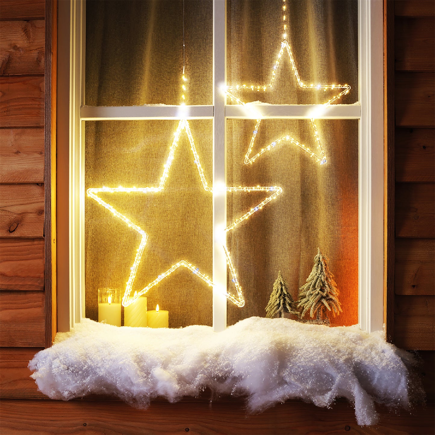 Dawsons Living Christmas Star Window/Wall Decoration with LED Lights - Cool White, Warm White and Multi-Coloured - Indoor and Outdoor