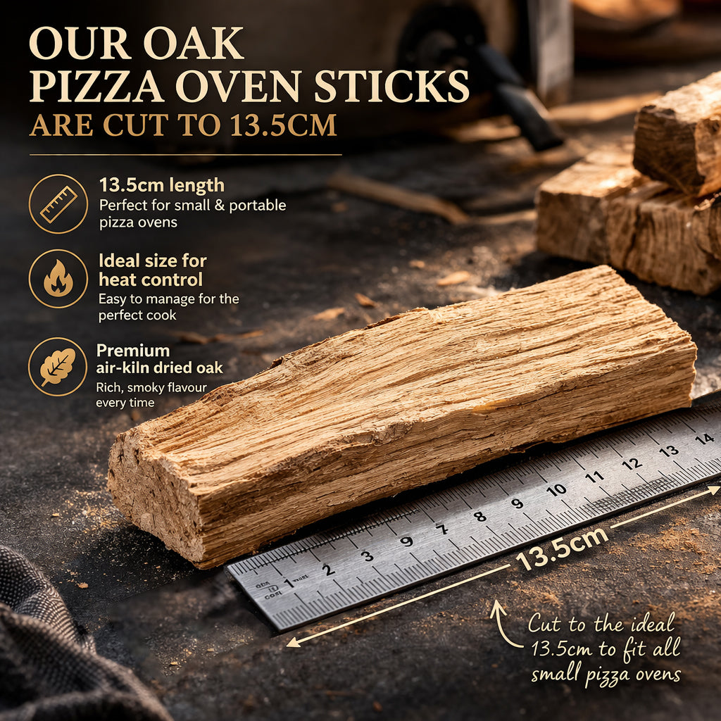 5kg Premium Oak Wood Pizza Sticks Ready to Burn Fire Kindling for Small Pizza Ovens - High Heat 13.5cm Outdoor Kiln Dried Hardwood for Garden and Patio