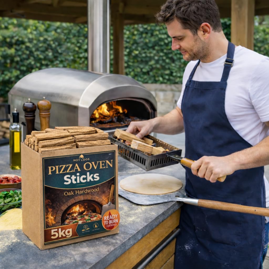 5kg Premium Oak Wood Pizza Sticks Ready to Burn Fire Kindling for Small Pizza Ovens - High Heat 13.5cm Outdoor Kiln Dried Hardwood for Garden and Patio