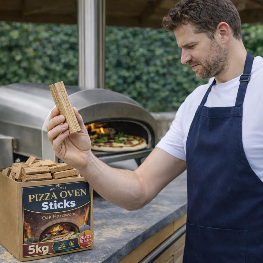 5kg Premium Oak Wood Pizza Sticks Ready to Burn Fire Kindling for Small Pizza Ovens - High Heat 13.5cm Outdoor Kiln Dried Hardwood for Garden and Patio